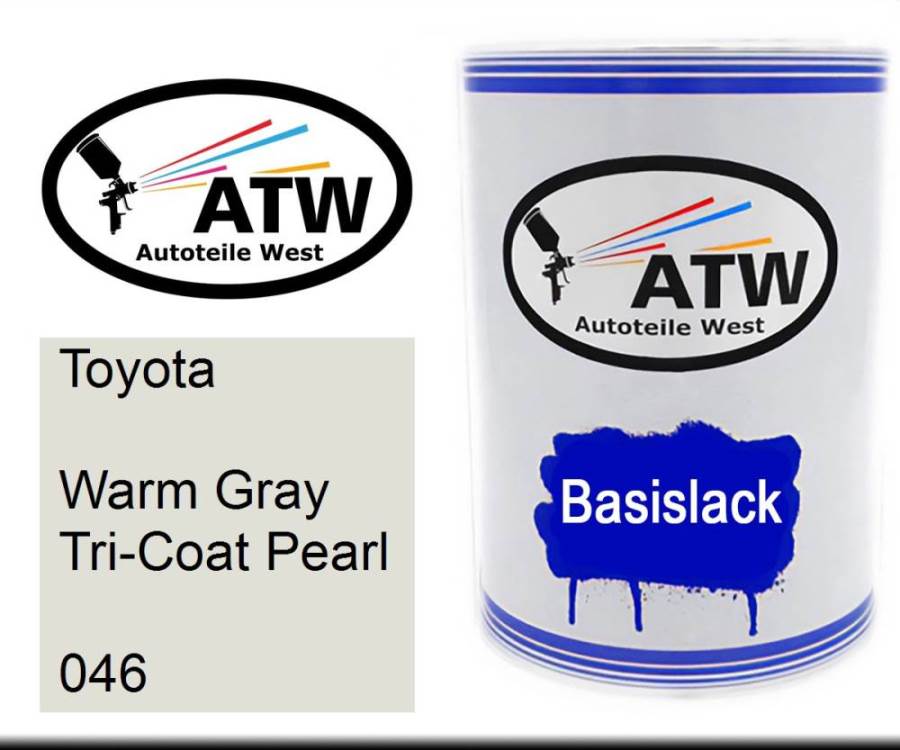 Toyota, Warm Gray Tricoat Pearl, 046: 500ml Lackdose, von ATW Autoteile West.